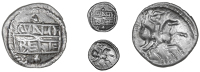 Catuvellauni, Cunobelin, Unit, cvno beli on two tablets, rev. horseman right, [cvn] below, 1.25g/8h (BMC 1862; VA...
