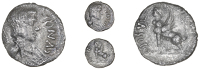 Catuvellauni, Cunobelin, Unit, winged bust right, cvno in front, rev. sphinx left, tascio in front, 1.13g/8h (BMC...