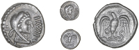 Catuvellauni, Epaticcus, Unit, head of Hercules right, ipati in front, rev. eagle standing on snake, 1.12g/6h (BMC...