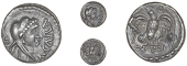 Catuvellauni, Caratacus, Unit, head of Hercules right, cara in front, rev. eagle standing on snake, 1.03g/2h (BMC...