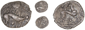 Corieltauvi, Uninscribed issues, Unit, Boar/Horse type, boar right, no spear in back, three pellet-and-ring motifs...