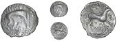 Iceni, Can Duro, Unit, boar right, pellets behind, rev. horse galloping right, can above, dvro below, reversed s in...