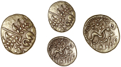 Early Uninscribed issues, Stater, British H [North East Coast type], devolved head of Apollo, rev. disjointed horse...