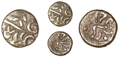 Early Uninscribed issues, Stater, British H [North East Coast type], devolved head of Apollo, wreath with outward...