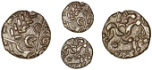 Early Uninscribed issues, Stater, British H [North East Coast type], devolved head of Apollo, rev. disjointed horse...