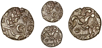 Early Uninscribed issues, Stater, British H [North East Coast type], devolved head of Apollo, rev. disjointed horse...