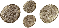 Early Uninscribed issues, Stater, British H [North East Coast type], devolved head of Apollo, rev. disjointed horse...
