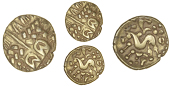 Early Uninscribed issues, Stater, British I [North East Coast type], devolved head of Apollo, rev. disjointed horse...