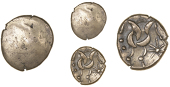 Corieltauvi, Uninscribed issues, Stater, South Ferriby type, trace of design, rev. disjointed horse left,...