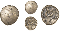Corieltauvi, Uninscribed issues, Stater, South Ferriby type, trace of design, rev. disjointed horse left,...