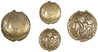 Corieltauvi, Uninscribed issues, Stater, South Ferriby type, trace of design, rev. disjointed horse left,...