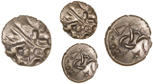 Corieltauvi, Uninscribed issues, Stater, South Ferriby type, devolved head of Apollo, rev. disjointed horse left,...