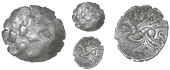Corieltauvi, Avn Cost, Unit, vestige of wreath, rev. horse left, avn above, question-mark symbol behind, co below,...