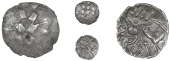 Corieltauvi, Avn Cost, Half-Unit, vestige of wreath, rev. horse left, avn and pellet above, co and trefoil below,...