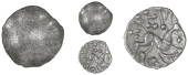 Corieltauvi, Vep, Unit, trace of design, rev. horse right, vep above, trefoil of pellets behind, reversed r below,...