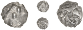 Corieltauvi, Vep, Half-Unit, vestige of wreath, rev. horse right, vep above, pellet behind, three pellets below,...