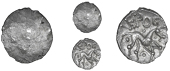 Corieltauvi, Vepoc, Unit, trace of design, rev. horse right, vepoc above, pellets around, 1.23g (BMC 3310; VA 955.1;...