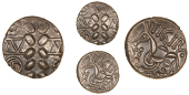 Corieltauvi, Dvmno Tigir Seno, Stater, dvm[no] across wreath, wheels and rosettes in alternate angles, rev. horse...