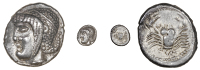 Gaul, Gaul, Massalia, Litra, c. 450-400, archaic head of Apollo left, wearing tainia and krobylos, rev. crab, m a...