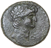 Roman Empire, Roman Empire, Nero (54-68), Æ, yr. 377 [65/6], laureate bust right, rev. Tyche seated left, holding...