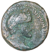 Roman Empire, Roman Empire, ANTONINUS PIUS (138-61), Æ, laureate bust right, rev. Tyche seated left, holding...