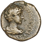 Roman Empire, Roman Empire, MARCUS AURELIUS (as Caesar, 139-61), Æ, draped bust right, rev. river-god Chrysoroas...