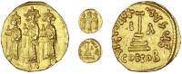 Arab-Byzantine, Abd al-Malik Ibn Marwan, fifth Caliph of the Umayyad Dynasty (685-705), Solidus, Damascus, yr. 11...