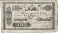 Co Cork, Cork, Cork Bank, One Pound British Sterling, 1 December 1825, A 3566, for Charles Henry Leslie and John...