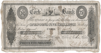 Co Cork, Cork, Cork Bank, One Pound Five Shillings Sterling, 25 January 1825, B 2009, for Charles Henry Leslie and...