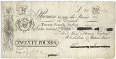 Co Dublin, Dublin, Finlay & Co, Twenty Pounds, 18[—], no. 269, originally for Messrs. Thomas Finlay, Robert Law...