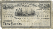 Co Dublin, Dublin, Gibbons & Williams, Three Pounds, 1 September 1833, no. 974, signed by H. Williams. A few tiny...