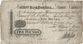 Co Dublin, Dublin, Morris & Malone, Bank Post Bill for Five Pounds, 3 August 1813, no. 682, for William Morris and...