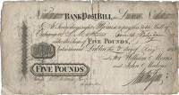 Co Dublin, Dublin, Morris & Malone, Bank Post Bill for Five Pounds, 3 August 1813, no. 682, for William Morris and...