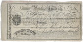 Co Limerick, Limerick, Bank of Limerick, Twenty Five Shillings Ster[lin]g, 18—, unissued, for George Maunsell,...