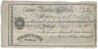 Co Limerick, Limerick, Bank of Limerick, Twenty Five Shillings Ster[lin]g, 18—, unissued, for George Maunsell,...