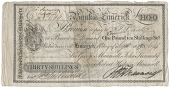 Co Limerick, Limerick, Bank of Limerick, Thirty Shillings St[erlin]g, 1 September 1819, no. 694, for George...