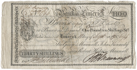 Co Limerick, Limerick, Bank of Limerick, Thirty Shillings St[erlin]g, 1 September 1819, no. 694, for George...