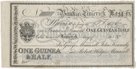 Co Limerick, Limerick, Bank of Limerick, One Guinea & Half [One Pound, Fourteen Shillings and Three-Halfpence],...