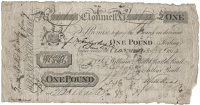 Co Tipperary, Clonmel, Rialls Bank, One Pound, 30 November 1819, no. 469, for William Riall, Charles Riall and...