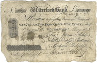 Co Waterford, Waterford, Waterford Bank, One Guinea [One Pound, Two Shillings and Ninepence], 3 May 1808, A946, for...