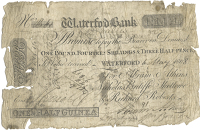 Co Waterford, Waterford, Waterford Bank, One & Half Guinea [One Pound, Fourteen Shillings and Three-Halfpence], 6...