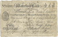 Co Waterford, Waterford, Waterford Bank, Two Guineas [Two Pounds, Five Shillings & Sixpence], 1 January 1808, no....