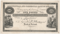 Agricultural & Commercial Bank of Ireland, One Pound, 1 December 1836, no. 55470, Castlebar, proof or specimen on...