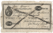 One Pound, 3 April 1817, no. 29267, contemporary forgery on watermarked paper with large inked X across front (Pick...