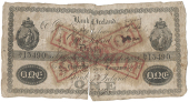 One Pound, 9 September 1835, B/Y 13490, contemporary forgery, stamped FORGERY twice across front in red (Pick –)....