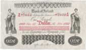 One Pound, 14 November 1892, B/83 2922, signature of Amon Vereker, 58 branches in four lines (Pick A25a). A couple...