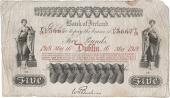 Five Pounds, 16 May 1918, T/25 13667, signature of W.H. Baskin, 66 branches in five lines (Pick A26b). Two spindle...
