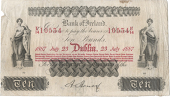 Ten Pounds, 23 July 1887, U/14 10534, signature of Henry (?), 57 branches in four lines (Pick A27a). A 5mm tear and...