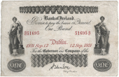 One Pound, 12 September 1921, B/47 51695, signature of S. Hinton (Pick A37). Pressed, otherwise good fine...