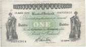 One Pound, 10 April 1922, 10A 845014, signature of S. Hinton (Pick A39a). Nicks in left edge, a 10mm tear in top...